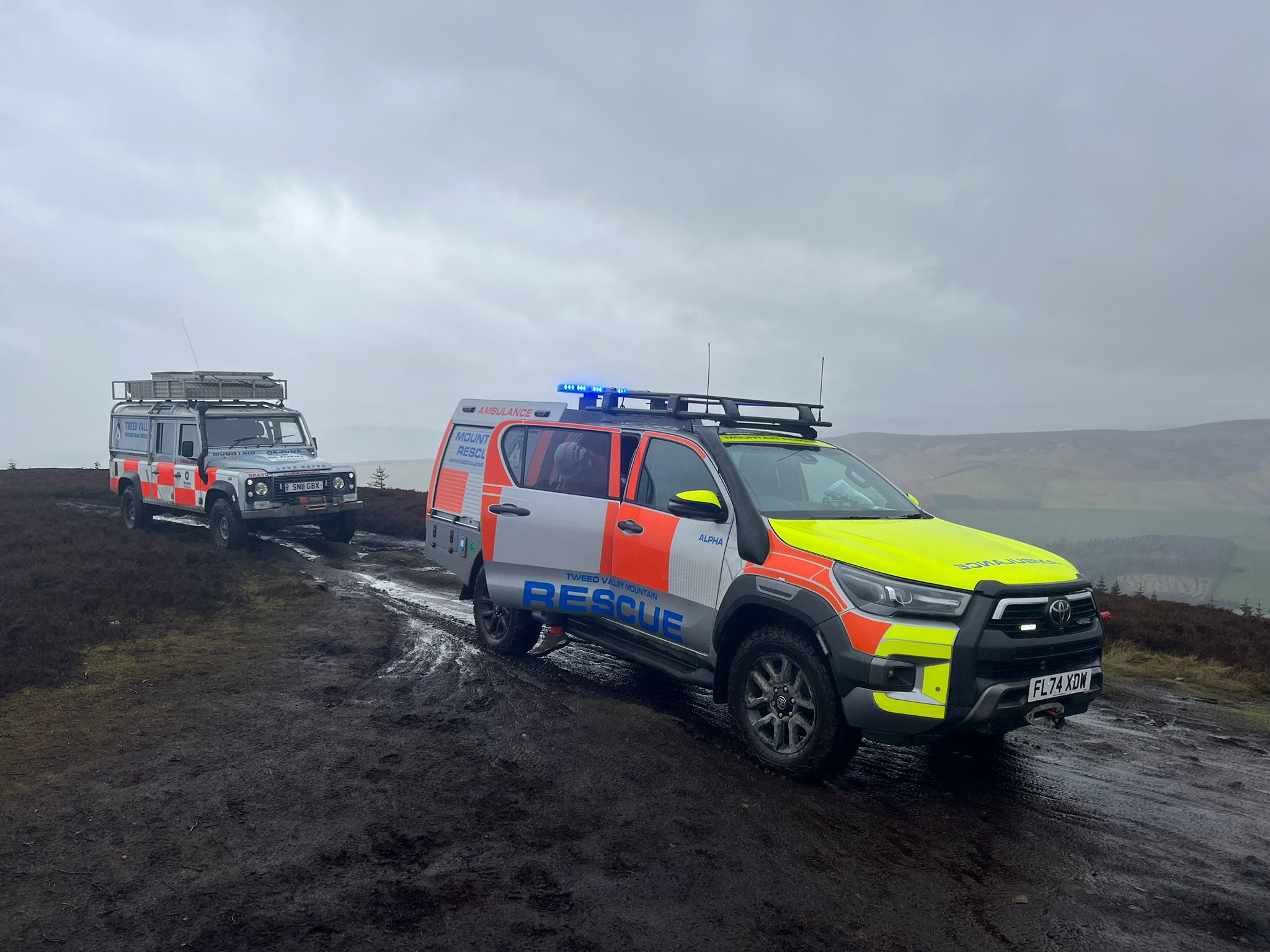 Tweed Valley Mountain Rescue Vehicle on Hill